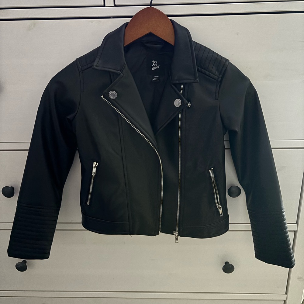 Girls Black Faux LeatherJacket